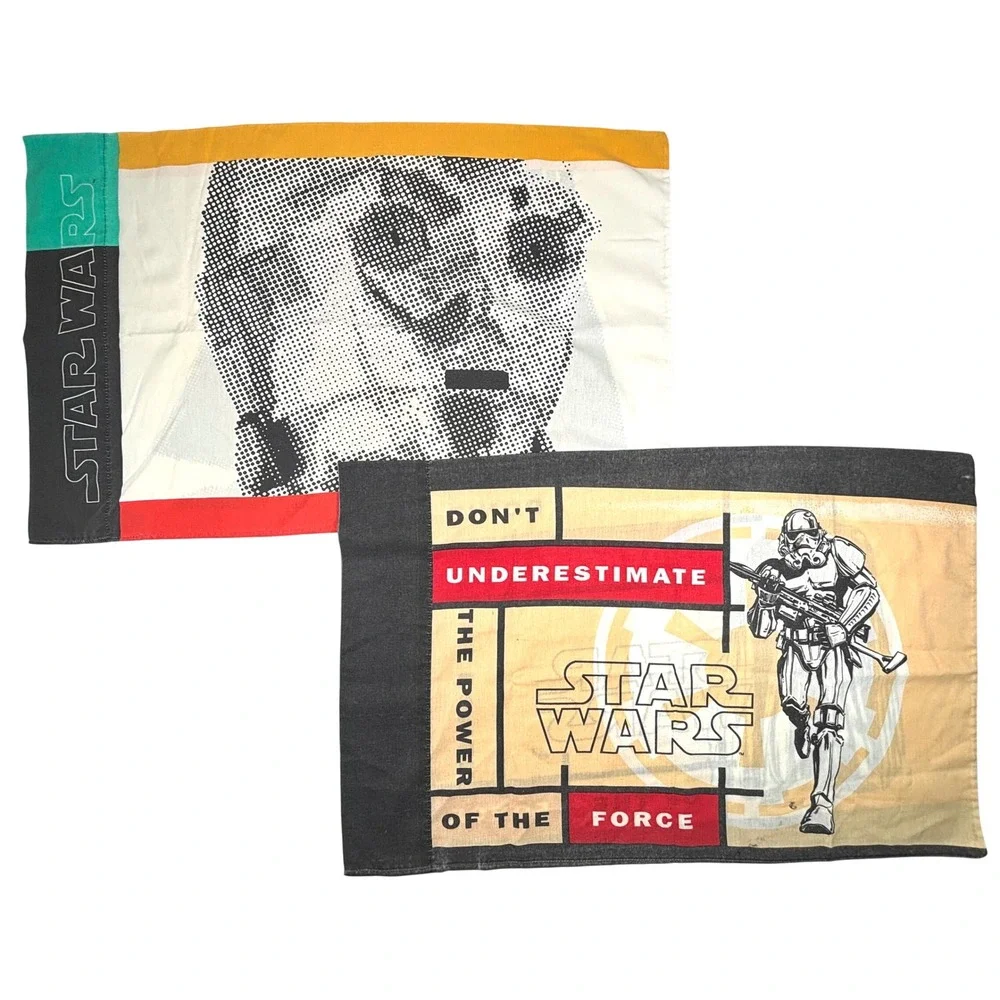 Vintage Star Wars Pillowcase Set Darth Vader Stormtrooper 1997‎ Lucasfilm GUC